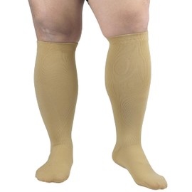 JOHNDA Plus Size Compression Sock for Men and Women Wide Calf Graduated Compression Stockings for Support Flight Travel Running Pregnancy Sports Edema Nurses Athletic 20-30 mmHg 1Pair