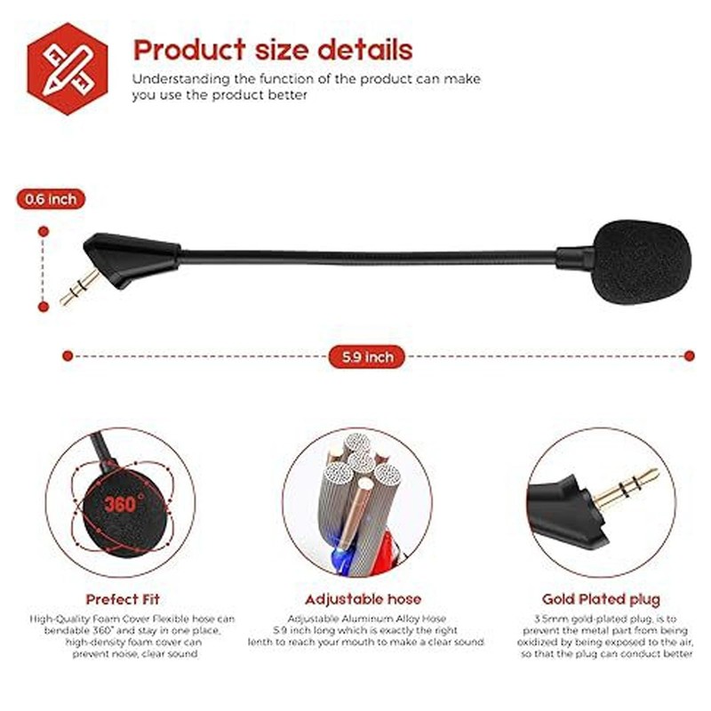 VBESTLIFE Microphone Replacement for Kingston HyperX Cloud Alpha/Cloud Alpha Pro