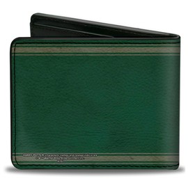 Buckle Down Men's Wallet Slytherin Crest/stripe6 Weathered Greens/Grays Bi-Fold, Multi, One Size