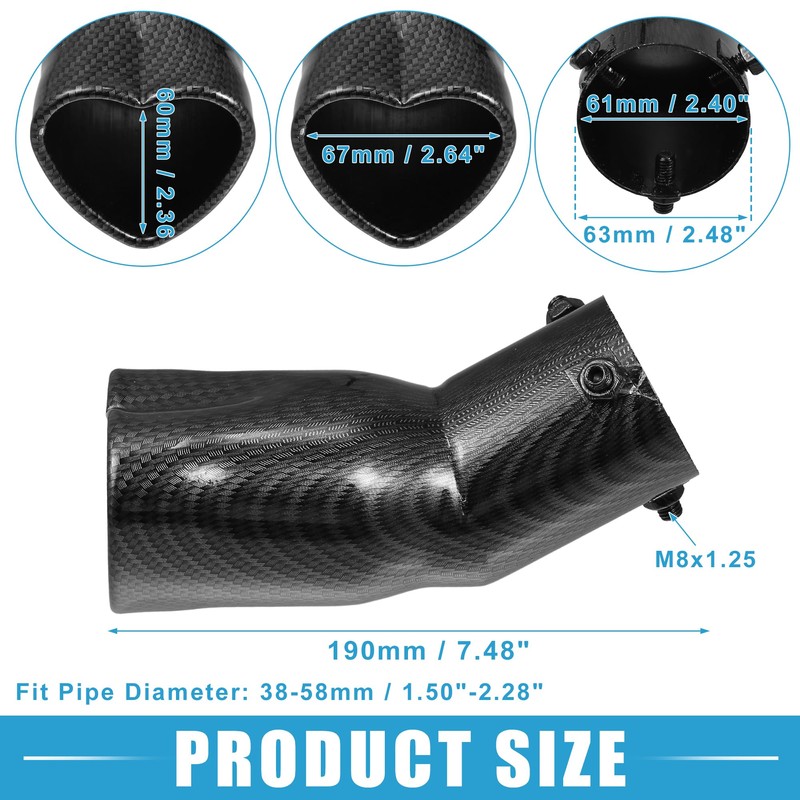 A ABSOPRO Car Exhaust Tracheal Heart Tailpipe 2.48" OD 2.64"