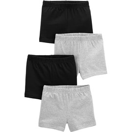 Simple Joys by Carter's Toddler Girls' Tumbling Shorts, Pack of 4, Grey/Black, 2T