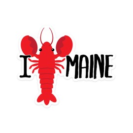 Die Cut Sticker Maine, I Lobster Maine, Vector, Contour Vinyl Sticker 1 to 3 inches (Waterproof Decal for Cars, Water Bottles, Laptops, Coolers), Small