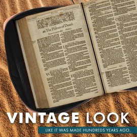 ELIZO Leather Bible Cover for Men Women Bible Case Large Book Cover Zipper Church Bible Bag Carrying Case Christian Religious Gifts Bookmark Grizzly