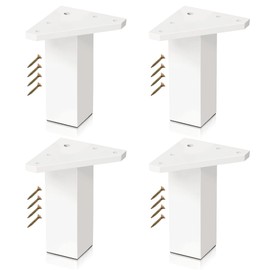 Kukicu ✮ Furniture Feet White ✮ Legs for Furniture – Set of 4 – Height: 100 mm – Square Profile: 40 x 40 mm – Screws Included ✮