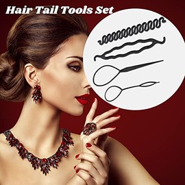 Set de 4/9 PCS Topsy Tail Hair Tool, Kit de Herramientas para Peinar el Cabello, Trenzas, Coletas y Recogidos, Accesorios DIY para Mujeres (4PCS-01)