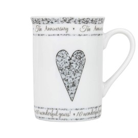 Haysoms Beautifully Designed 10th Tin Wedding Set of Ceramic Mugs Dishwasher and Microwave Safe with Decorative Keepsake Box