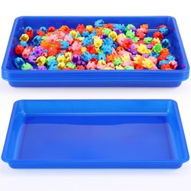 Hoteam 5 Pcs Flat Storage Bin Tray Letter Paper Organizer for Classroom Plastic Tray Stackable File Organizer for School Office Teacher Book Organization(Blue,16.14 x 11.81 x 1.38 Inch)