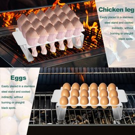 2Pcs Jalapeno Poppers Grill Rack with Pepper Corer Tool, 18 Holes Poppin Popper Cooker jalapeños Vooker Pepper Grilling Rack Stainless Steel Chili Roasting Rack Jalapeno Corer Tool for BBQ Smoker