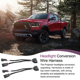 Headlight Conversion Wire Harness,Quad Housing to Projector Adapter Compatible with Dodge Ram Trucks 2009-2018
