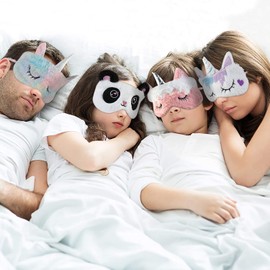 BE Cute Plush Sleep Mask, Cat Panda Bunny Blindfold Eye Cover for Kids Girls Boys Women Gift (Panda)