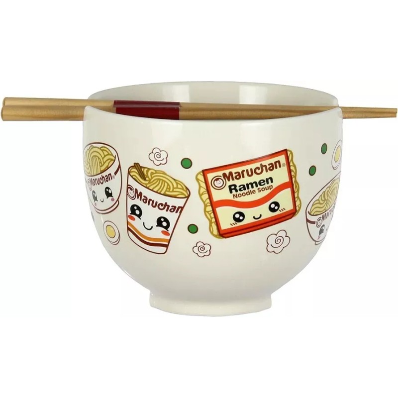 Mad Engine Maruchan Ramen Noodle Bowl Bundle W/ Wooden Chopsticks/Spoon