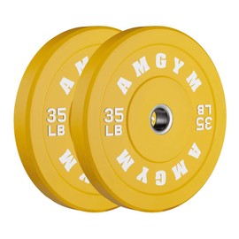 AMGYM Color Olympic Bumper Plate, Weights Plates, Bumper Weight Plate, Steel Insert, Strength Training(35lb Pair)