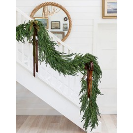 Artiflr Christmas Norfolk Pine Garlands, Artificial Greenery Garland Pine Needle Cedar Garland for Mantle, Holiday Indoor Outdoor Fireplace Winter Christmas Decor (Green, 6ft)