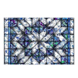 CafePress Blue Onion Quilt Postcards (Package of 8), 6"x4" Printed Note Card