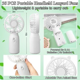 Glooglitter 36 Pcs Mini Portable Fans Bulk Handheld Battery Operated Fan with Lanyard for Makeup Eyelash, Cooling Lightweight Pocket Personal Fans for Indoor Outdoor Travel Use (White)
