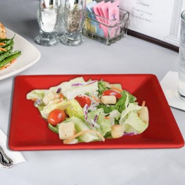 TrueCraftware- 13-3/4” x 13-3/4” Square Plate Passion Red Color Melamine- Dinner Plates Reusable Plate Dinner Dishes Plates Perfect for Dinner Dishes Dishwasher Safe Break-Resistant