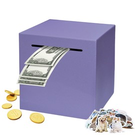 Totola Stainless Steel Piggy Bank for Adults, Indestructible Savings Box for Cash, Must-Break-to-Open Metal Secure Money Banks for Kids, Unbreakable Coin Bank for Money Saving Plan (Purple, 4.72inch)