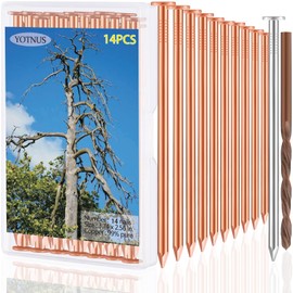 YOTNUS 12 Pcs Copper Nails for Killing Trees, Stumps & Roots - 5 Inch Long Come with Steel Nails Drill Nails Enabling the Copper Nails to Drive Into the Stump Without Bending