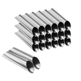 SPADORIVE Cannoli Tubes, 5 inch Large Stainless Steel Cannoli Forms Non-stick cream horn Danish Pastry Molds for Croissant Shell Cream Roll Pack of 20 (Cleaning Brush Included)