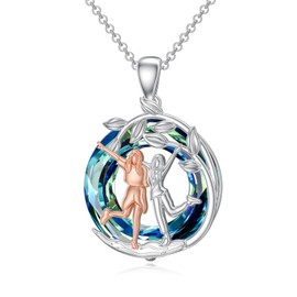 ROMANTIC WORK Sisters Necklace for 2 Girls Sterling Silver Sister Pendant Friendship Jewelry Christmas Birthday Gifts for Women Sisters, Sterling Silver, Quartz
