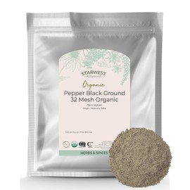 Starwest Botanicals Organic Medium Grind Black Pepper - Ground Black Peppercorns for Shaker Refills, Sourced from India & Vietnam, Certified Kosher, Non-GMO - Bulk 1 lb Bag
