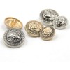 Pack of 10 Metal Button Set Lion Head Embossed Sewing