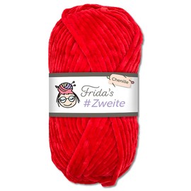 Frida's #Zweite Wolle 100 g Chenille Wool for Amigurumi, Knitting and Crochet, Soft (18 - Red)