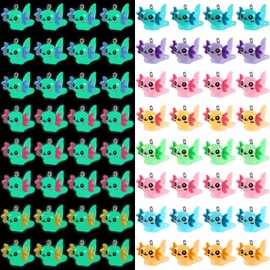 Augshy Axolotl Resin Charms, 64 Pcs Axolotl Charms Axolotl Figures Resin Axolotl Charm Mini Resin Animals Glow in The Dark for DIY Bracelet Necklace Keychain Jewelry Making