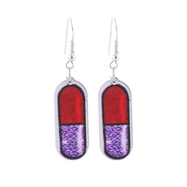 Colorful Nurse Day Heart Hat Pill Shape Wooden Dangle Earrings for Women Jewelry(F)