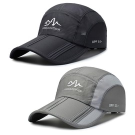 AYPOW Pack of 2 Baseball Cap Men Women Foldable Quick Drying Baseball Cap with Breathable Mesh Sports Running Cap Sun Hat Baseball Cap Unisex Adjustable Outdoor Tennis Golf UV Protection Cap, Light