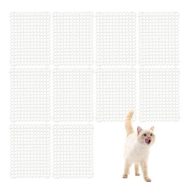 Jemlyd Cat Scat Mat, 10 Pack 13.78'' x 17'' Safe and Effective Cat Deterrent Mat, Indoor Outdoor Pet Training Mat with for Furniture, Garden & Countertops (White)