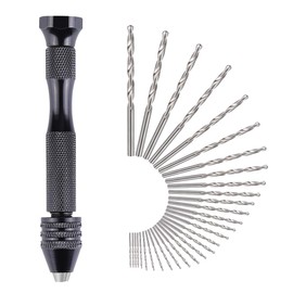 31 Piece Twist Drill Bit Set, Vegena Hand Drill Set 1 Piece Hand Drill Tools + 30 Pieces 0.3-3.0 mm Micro Bit HSS Twist Drill for DIY Drilling, Model Making, Hand Drill Metal Wood