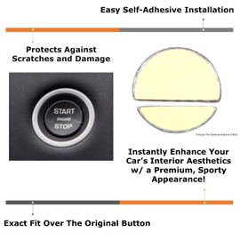 iJDMTOY Shelby Style Gloss Black Real Carbon Fiber Keyless Engine Start/Stop Push Start Button Cover Compatible with 2015-2023 Ford Mustang