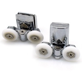 YuanQian Stainless Steel 25mm Shower Door Twin Rollers Runners - Set of 4-Top & Bottom