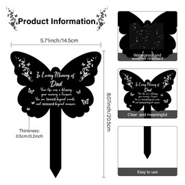 GLOBLELAND Memorial Remembrance Plaque Stake Acrylic Plaque Memorial Commemoratory Sign Garden Remembrance Decoration for Dad's Funeral Anniversary