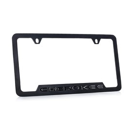 JEEP Cherokee License Plate Frame - Blacked Out Metal Engraved