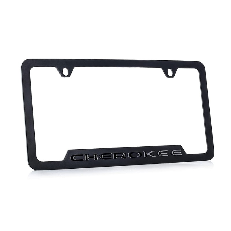 JEEP Cherokee License Plate Frame - Blacked Out Metal Engraved