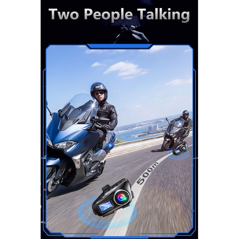 OBEST Motorcycle Intercom 500M Bluetooth Intercom Support Audio FM/CF/Siri Card