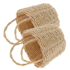 LABRIMP 2pcs Miniature Woven Basket Tiny Decorative Baskets Handle for Easter Showers and Home Decor Stylish Craft Storage for Flowers and Candy
