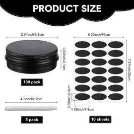 Zubebe 100 Pack 1 oz Metal Tins with Lids Bulk Aluminum Tin Cans, Black