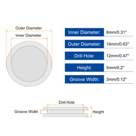 sourcing map 33Pcs Rubber Grommets 1/2" (12mm) Drill Hole, 5/16" (8mm) ID Single Sided Hole Plugs Ring Gasket for Firewall Cable Wire Protecting, Black