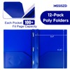 MSSISZD 2-Pocket Folders with 3 Prongs,12-Pack Plastic Folders with Pockets