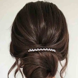 Cimenexe Bohemian Pearl Hair Comb Pearl Bead Hair Barrette Gold Pearl Headpiece Vintage Pearl Headwear Hairpiece Decorative Wedding Comb Hair Accessories Jewelry for Women and Girls Gifts