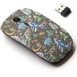 2.4G Wireless Mouse with Cute Pattern Design for All Laptops and Desktops with Nano Receiver - Magic Xmas Winter