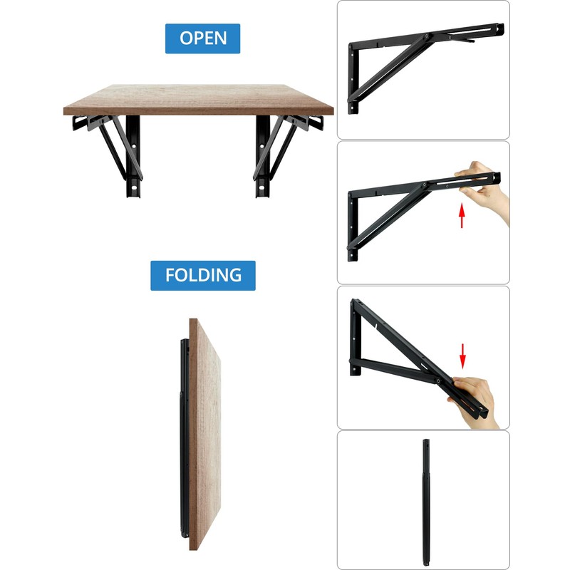 QWORK 24" Heavy Duty Folding Shelf Brackets for Wall Mounted