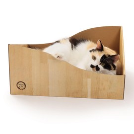 Hideaway Cat Scratcher Box for Indoor Cats - Cat Scratching Board, Horizontal Cat Scratch Pad Lounger with Reversible Usability and Extra Comfort for Lounge(Oak)