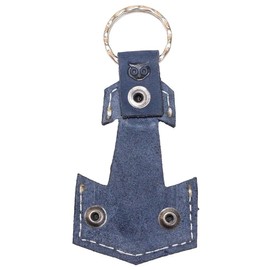 Hide & Drink, Llavero de piel con ancla de piel hecha a mano, diseño de marinero, color azul