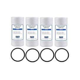 IPW Industries Inc. (PC40-P) 10" x 4.5" Whole House Heavy Duty String Wound Sediment Pre-Filter 5 Micron with O-Rings (4 Pack)
