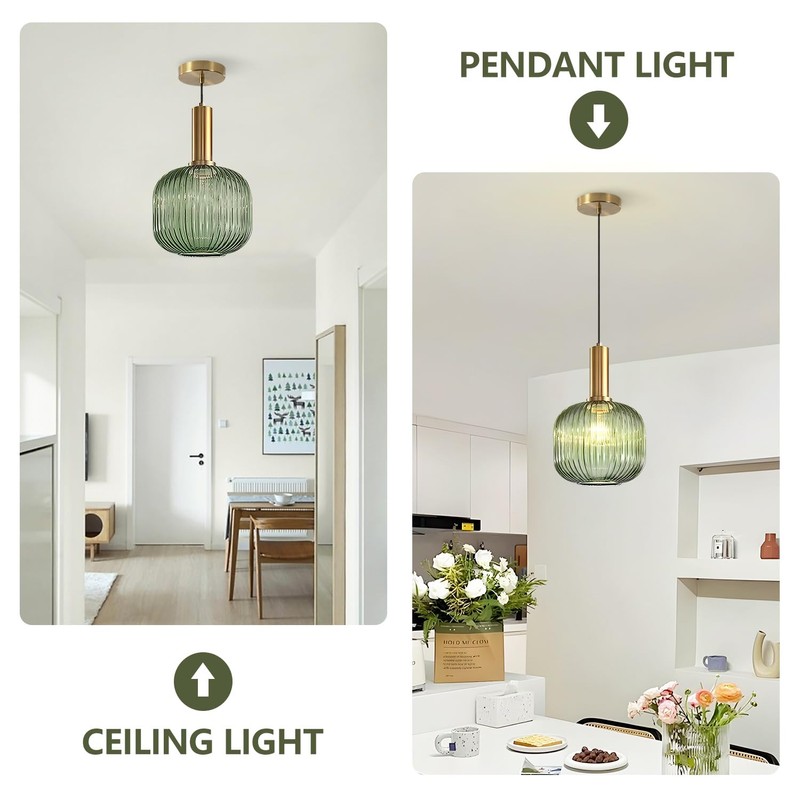 KCO Lighting Vintage Green Glass Pendant Light Kitchen Island Lighting