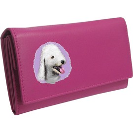 Klassek Bedlington Terrier Womans Pink Purse Dog Lover Owner Brand Image on Real Animal Leather RFID Puppy Accessory Gift